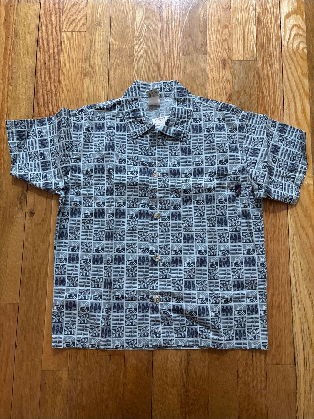 Charlie Rocket Boys' Blue Tile-Print Short-Sleeve Button-Down